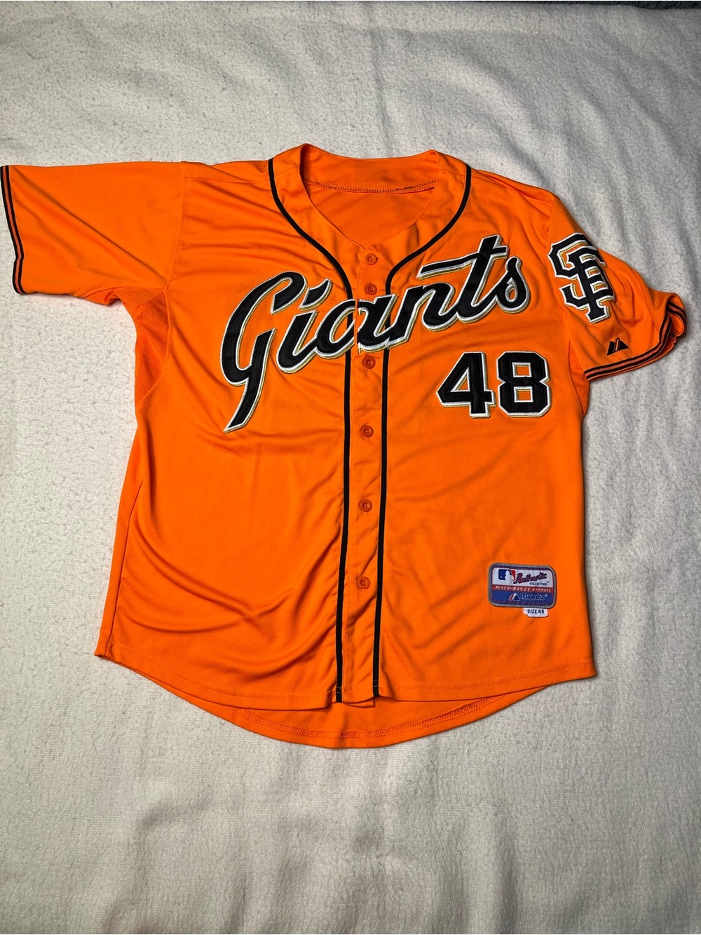 Majestic MLB SF San Francisco Giants Pablo Sandoval Orange Jersey Mens 48 L Sewn